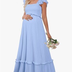 Elegant Blue Maternity Dress